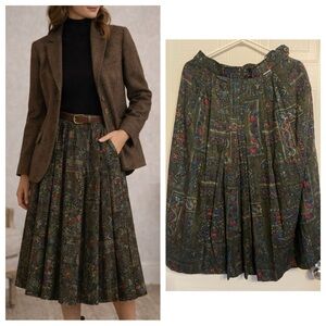 Geiger Wool Tapestry Skirt Size 40 Vintage Austrian Heritage Pleated Skirt